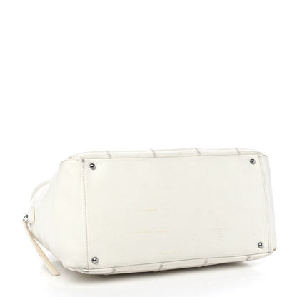 Chanel Caviar Square Stitched Bowler White 3 of 5