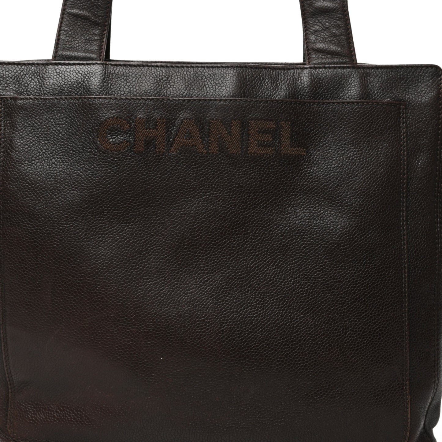 Caviar Logo Shopping Tote Dark Brown