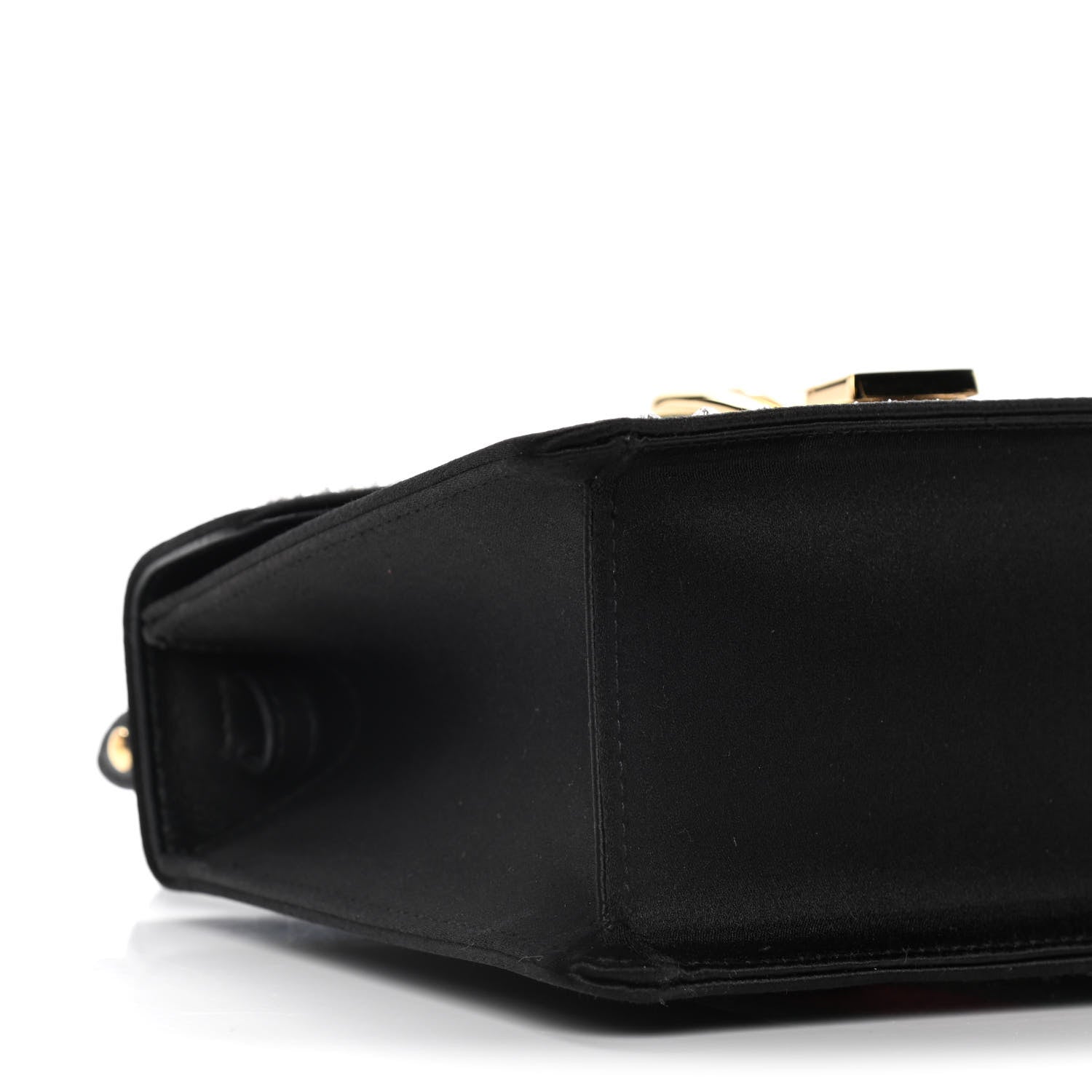 Gucci Satin Crystal Mini Sylvie Top Handle Bag Black 7 of 14
