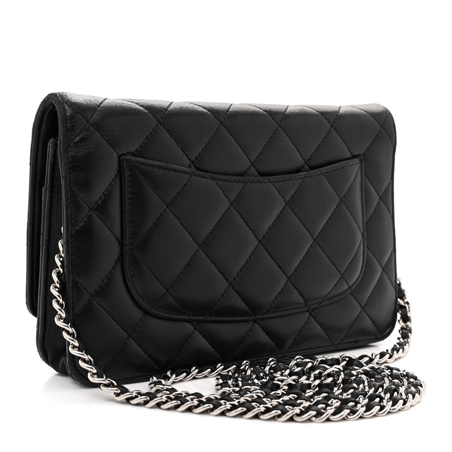Lambskin Quilted Wallet On Chain WOC Black