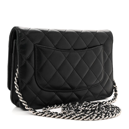 Chanel Lambskin Quilted Wallet On Chain WOC Black 3 of 12