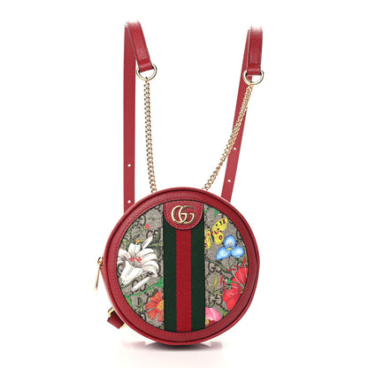 Gucci GG Supreme Monogram Web Flora Mini Ophidia Round Backpack Red 1 of 8