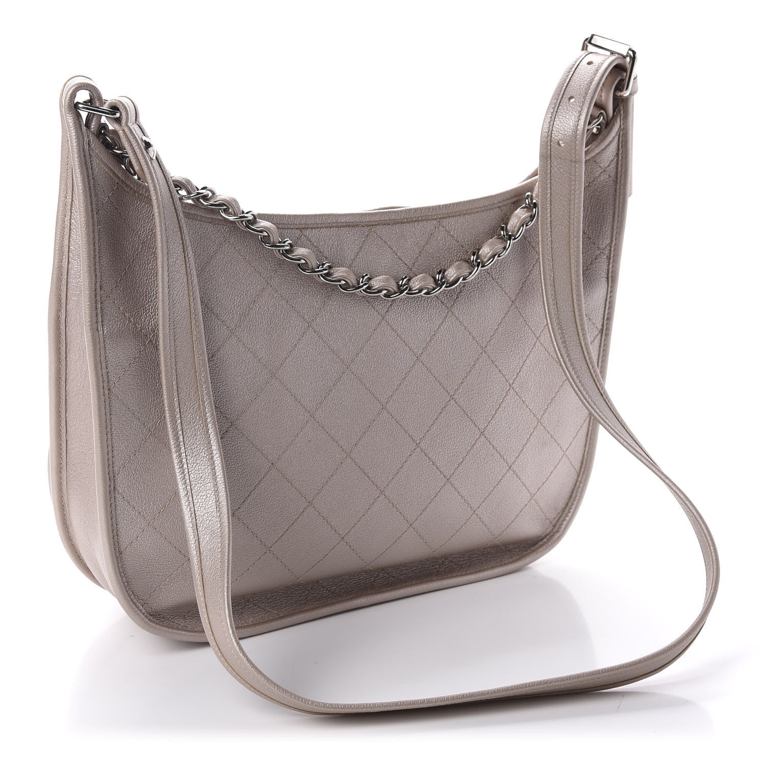 Chanel Metallic Calfskin Quilted Jungle Stroll Hobo Gold 3 of 10