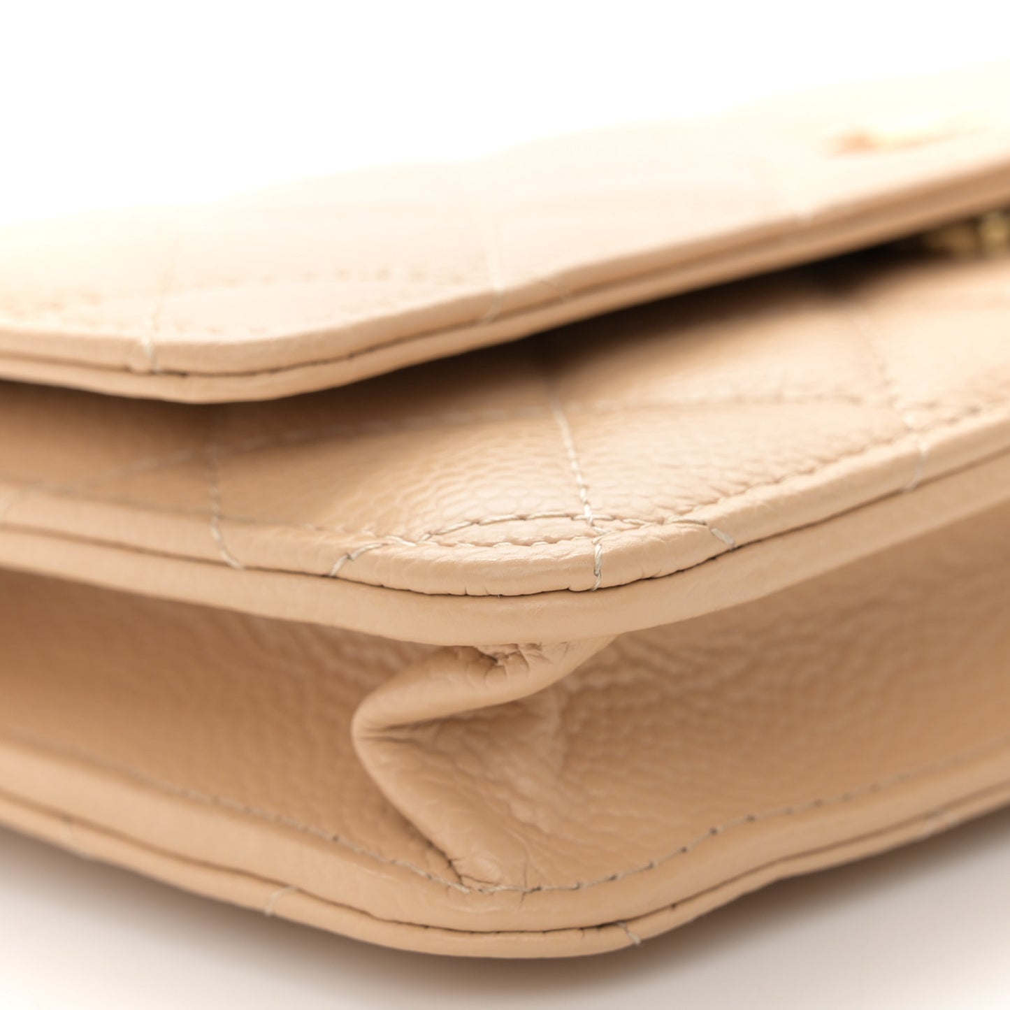Caviar Quilted Wallet On Chain WOC Beige
