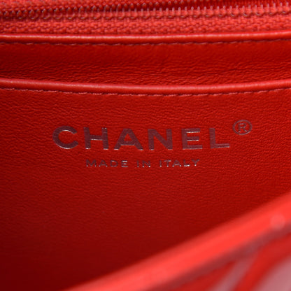 Chanel Patent Calfskin Chevron Quilted Mini Rectangular Flap Red 9 of 11