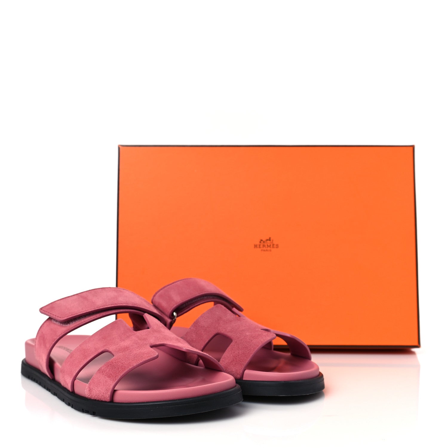 Hermes Suede Goatskin Womens Chypre Sandals 38 Rose Aphrodite 9 of 9