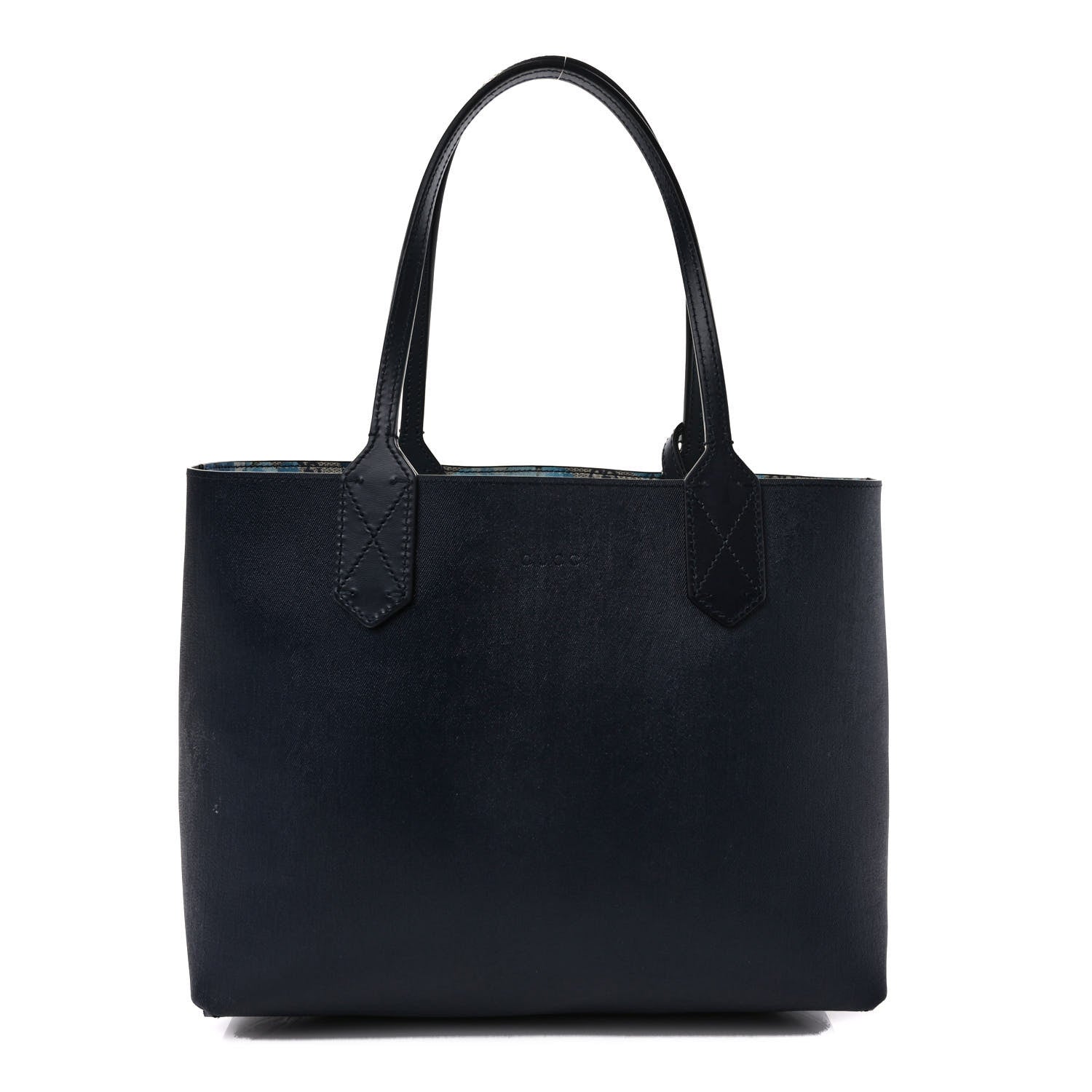 Gucci GG Supreme Monogram Blooms Small Reversible Tote Beige Blue Navy 3 of 17