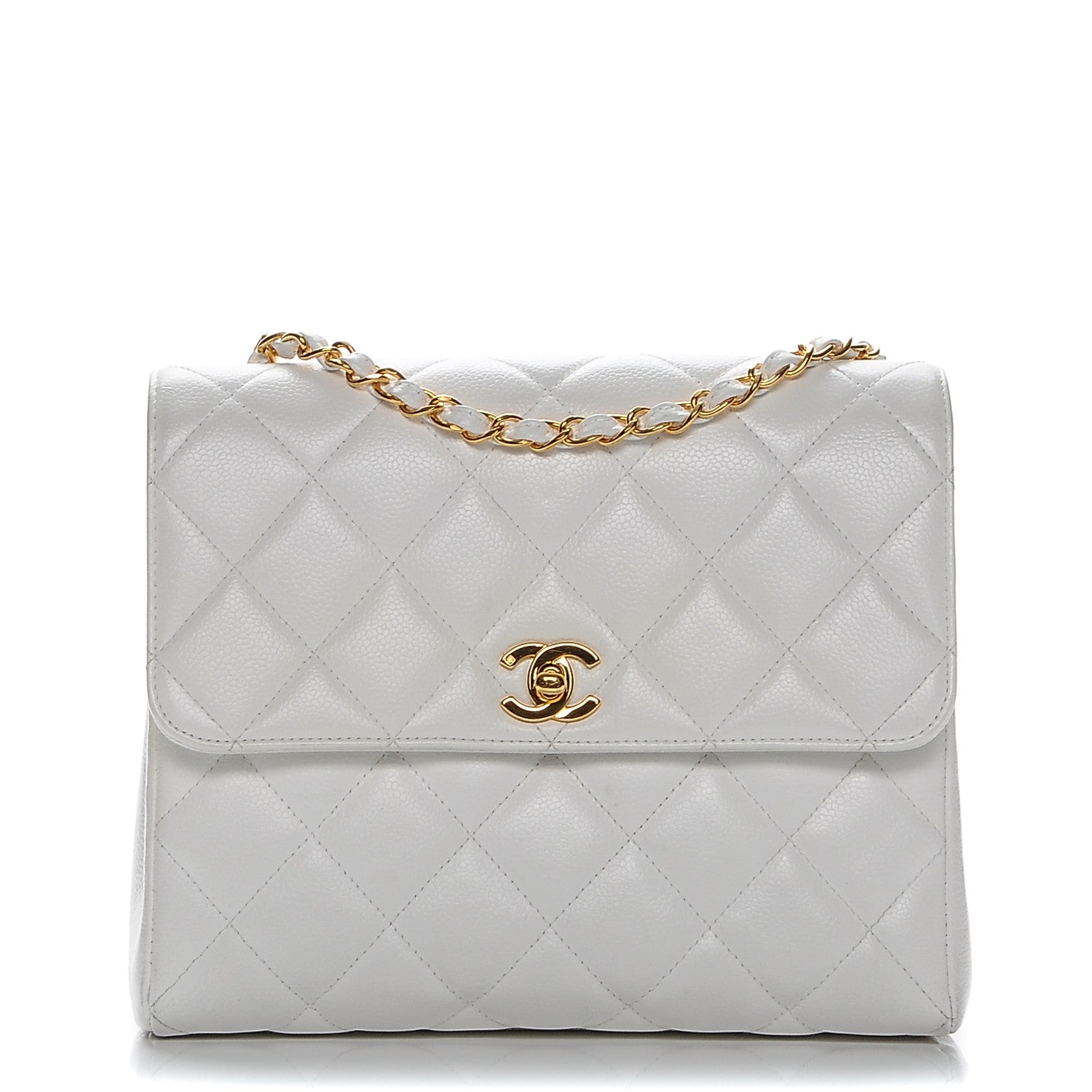 Chanel Caviar Quilted Medium Single Flap White 1 of 10