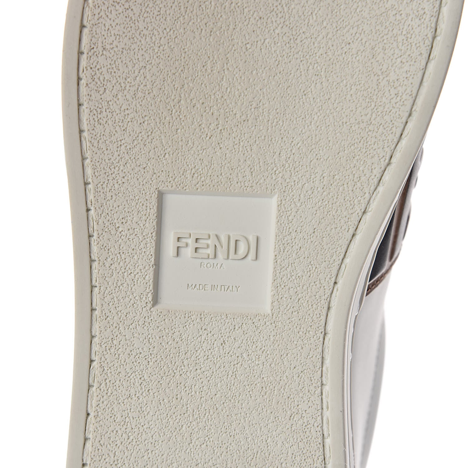 Fendi Vitello FF Embossed Pearland Slip On Sneakers 37 White Tobacco Moro 6 of 8