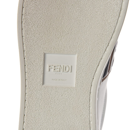 Fendi Vitello FF Embossed Pearland Slip On Sneakers 37 White Tobacco Moro 6 of 8