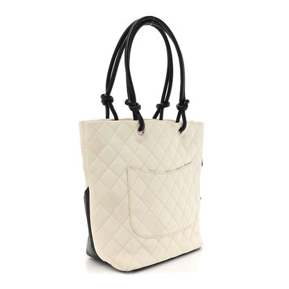 Chanel Calfskin Quilted Medium Cambon Tote White Black 3 of 17