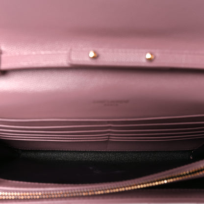 Saint Laurent Grain De Poudre Matelasse Chevron Monogram Chain Wallet Fuxia Couture 5 of 11