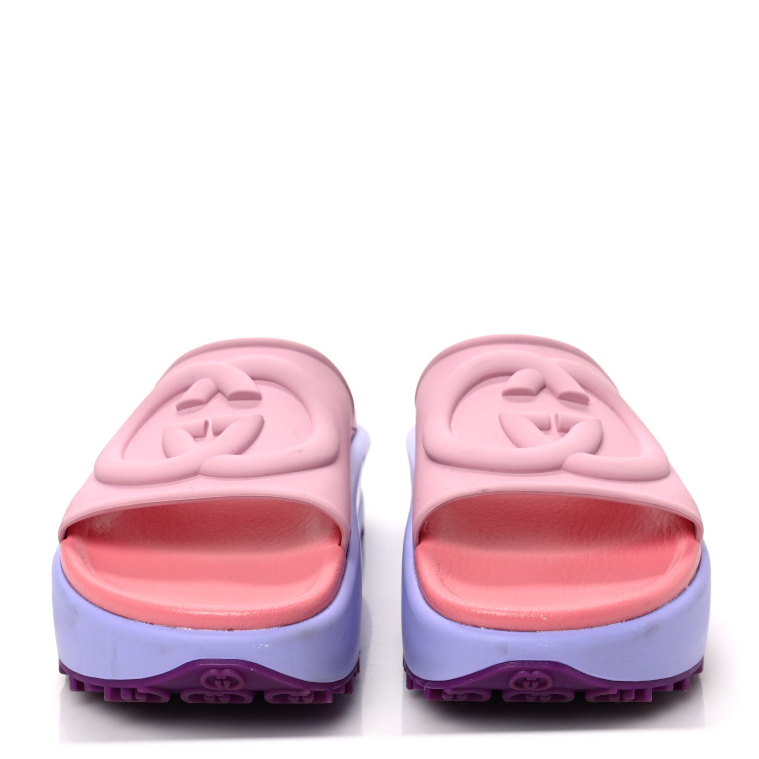 Gucci Soft Rubber Womens Interlocking G Platform 42mm Slide Sandals 35 Sugar Pink 2 of 8