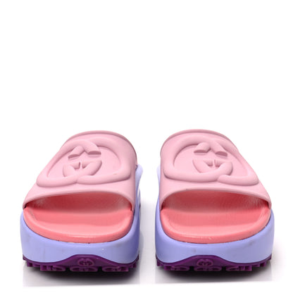 Gucci Soft Rubber Womens Interlocking G Platform 42mm Slide Sandals 35 Sugar Pink 2 of 8