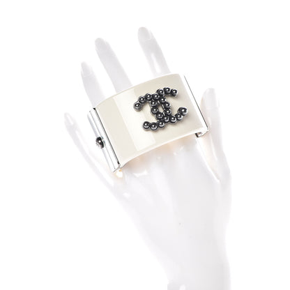 Chanel Resin Ruthenium CC Cuff White 2 of 6