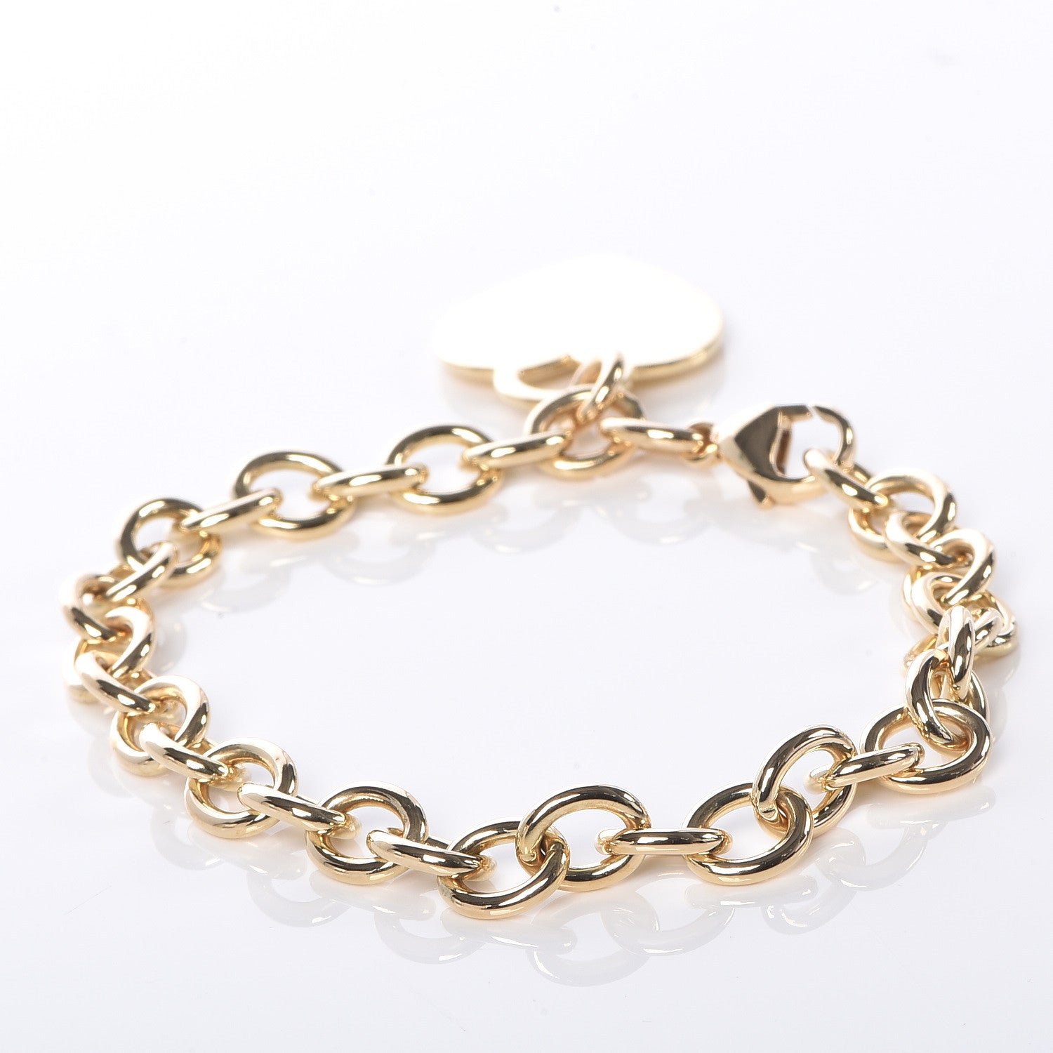 Tiffany 18K Yellow Gold Heart Tag Charm Bracelet 3 of 7