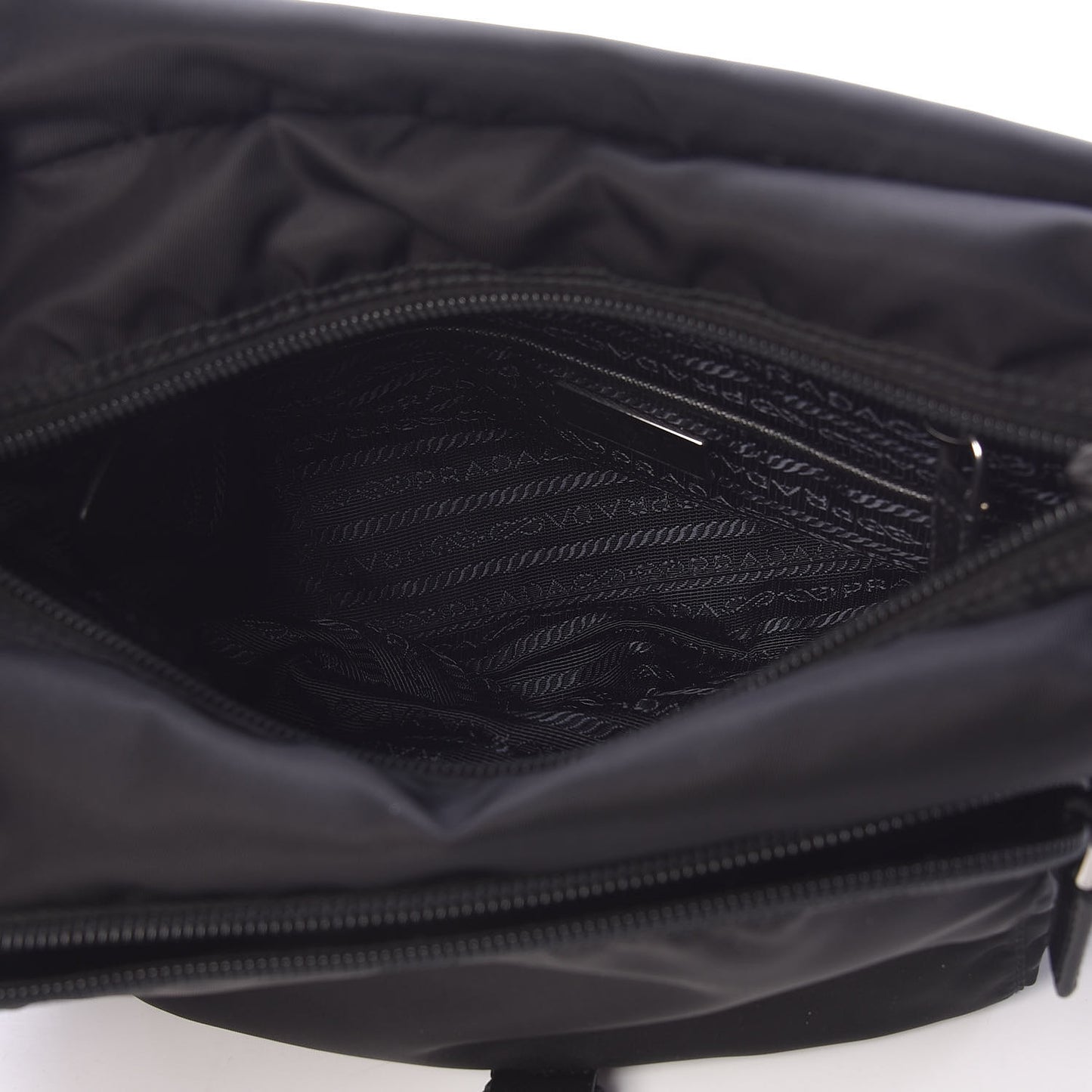 Nylon Vela Saffiano Single Buckle Messenger Shoulder Bag Black