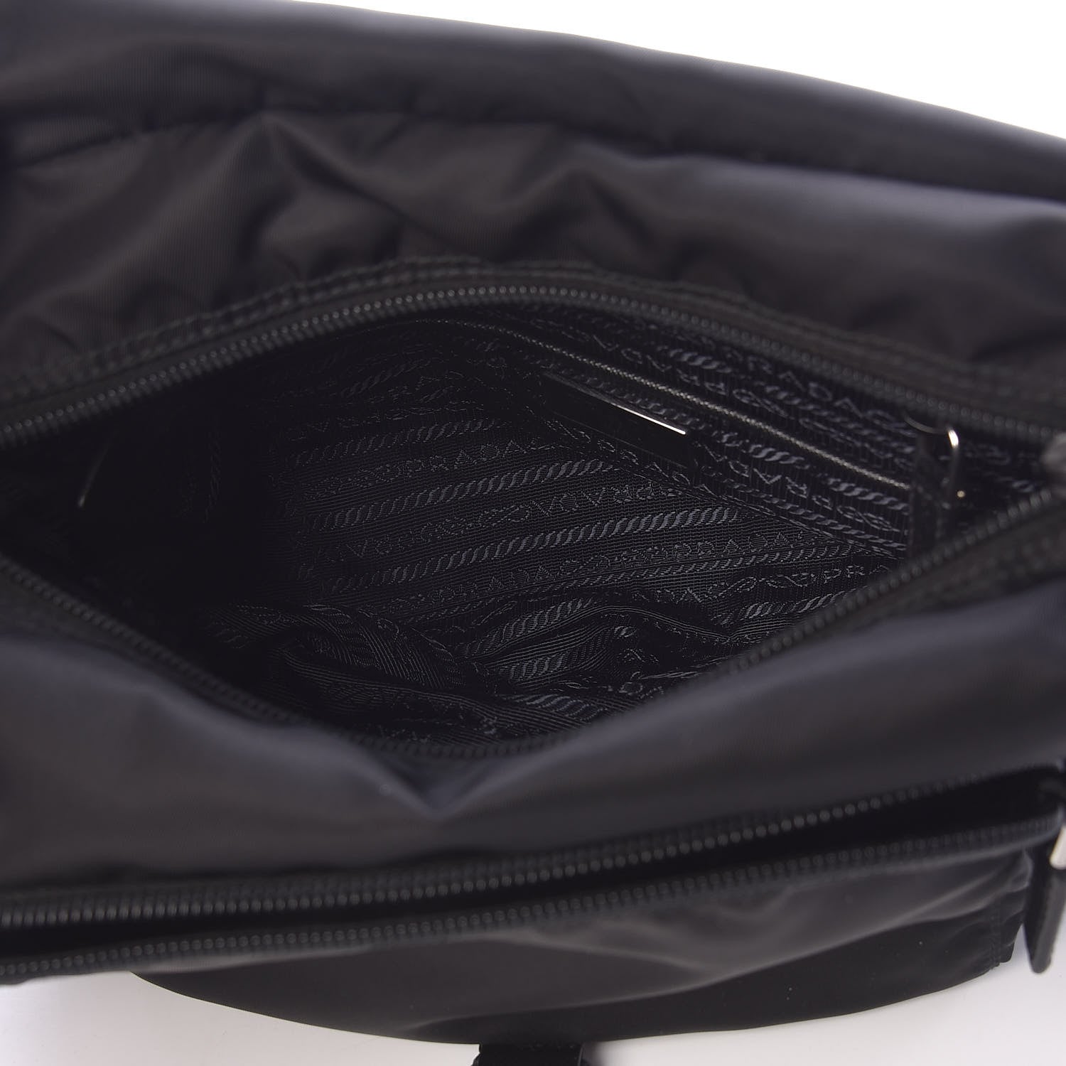 Prada Nylon Vela Saffiano Single Buckle Messenger Shoulder Bag Black 5 of 8