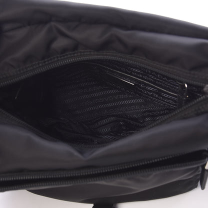 Prada Nylon Vela Saffiano Single Buckle Messenger Shoulder Bag Black 5 of 8