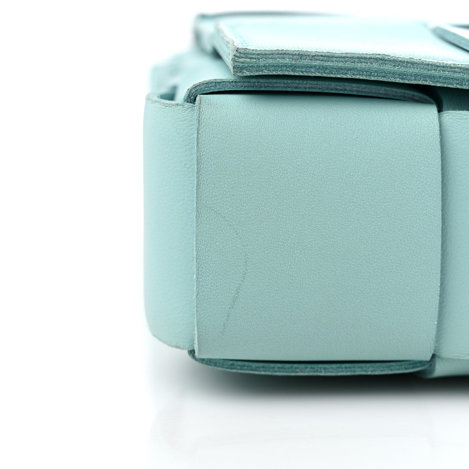 Bottega Veneta Lambskin Maxi Intreccio Cassette Bag Teal Washed 9 of 9