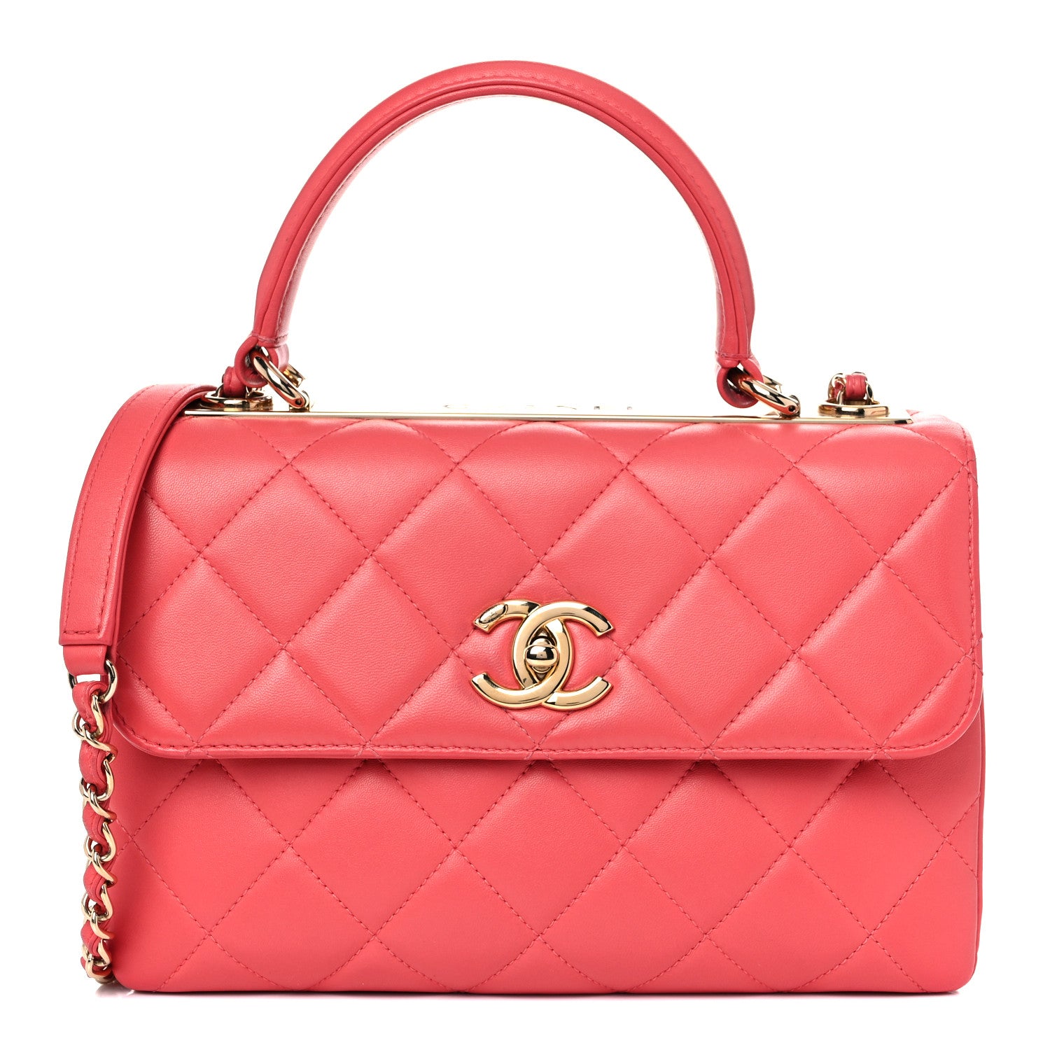 Chanel Lambskin Quilted Small Trendy CC Flap Dual Handle Bag Coral 1 of 19