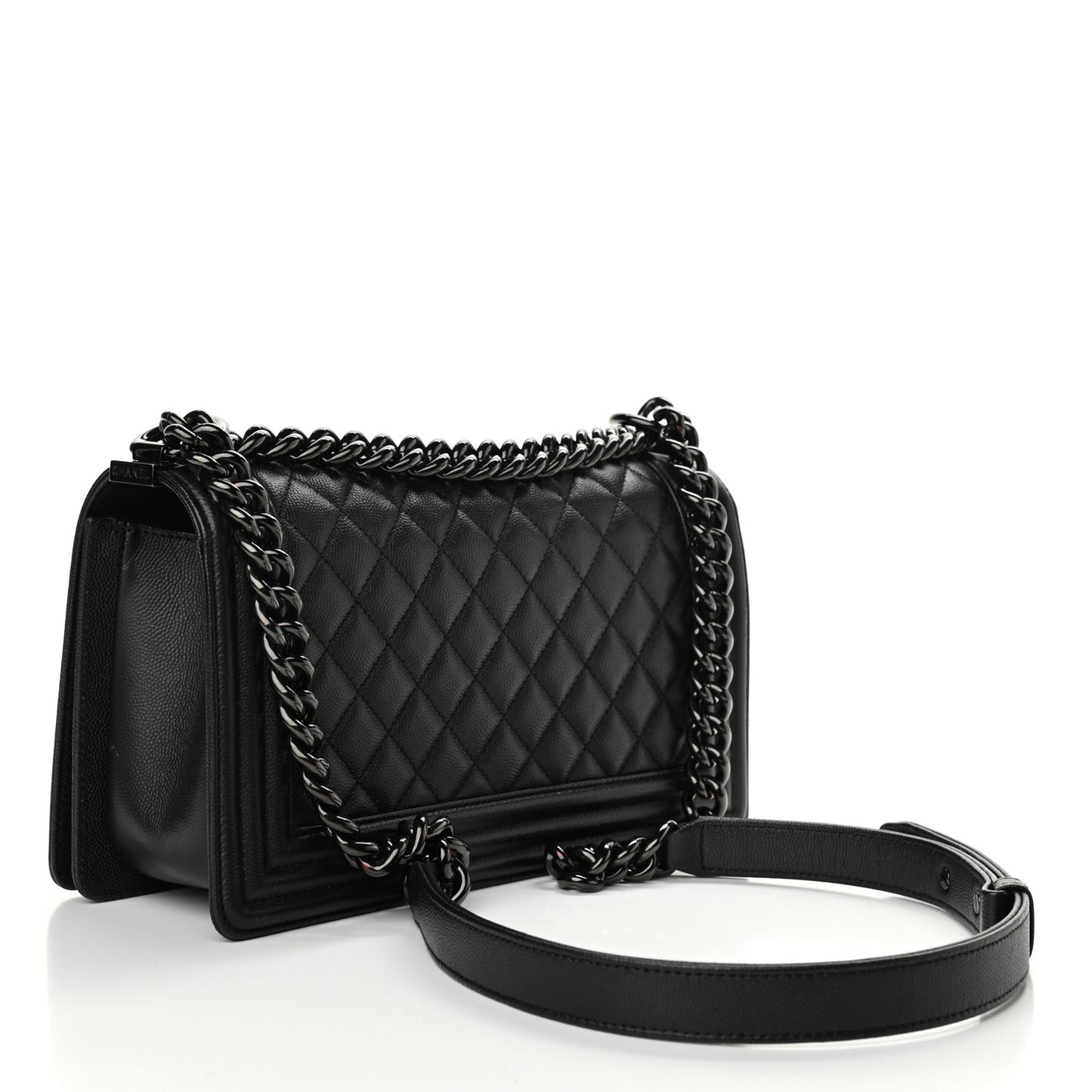 Caviar Quilted Medium Boy Flap So Black