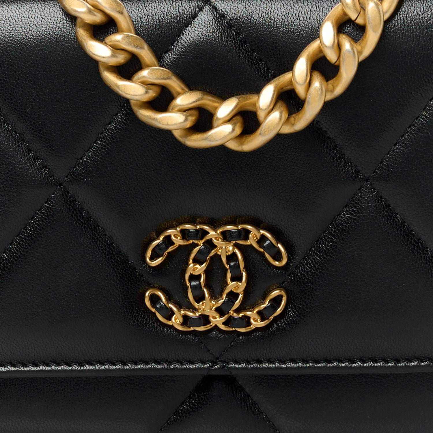 Chanel Lambskin Quilted Chanel 19 Wallet On Chain WOC Black 9 of 11