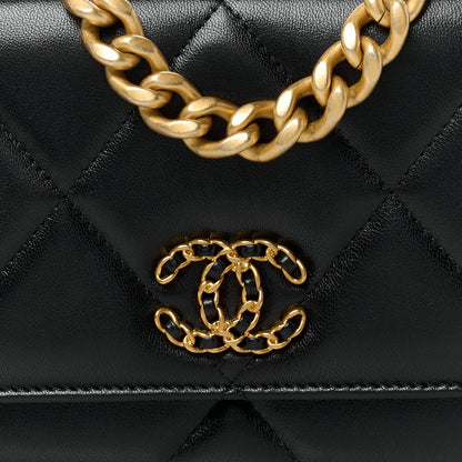 Chanel Lambskin Quilted Chanel 19 Wallet On Chain WOC Black 9 of 11