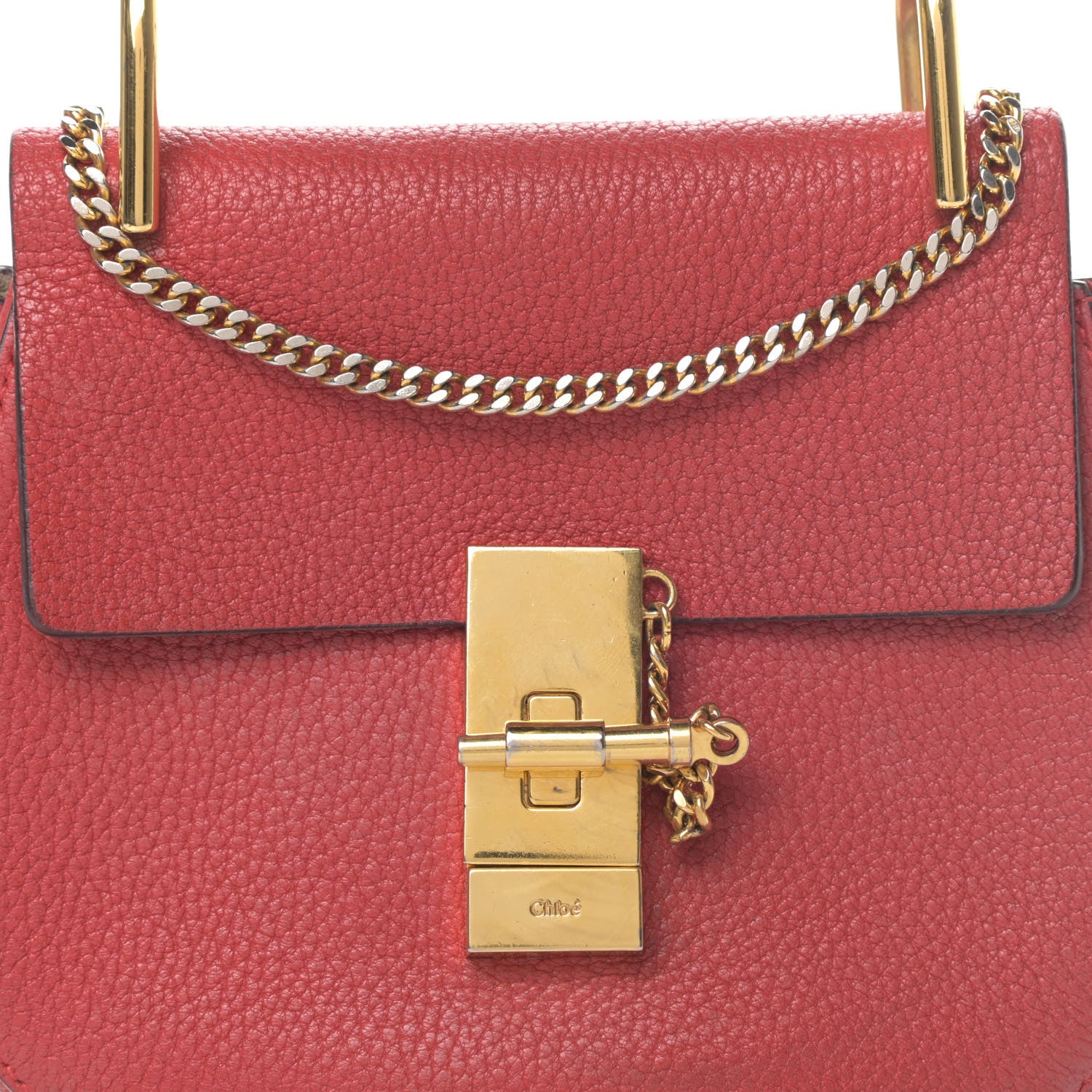 Chloe Grained Lambskin Mini Drew Shoulder Bag Intense Red 8 of 14