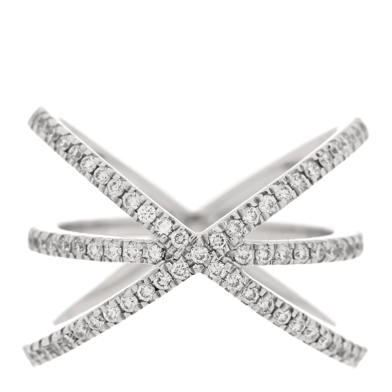 Roberto Coin 18K White Gold Diamond Double Crisscross Ring 53 6.5 1 of 4