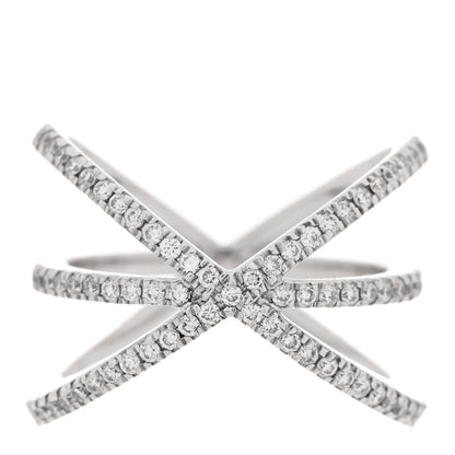 Roberto Coin 18K White Gold Diamond Double Crisscross Ring 53 6.5 1 of 4