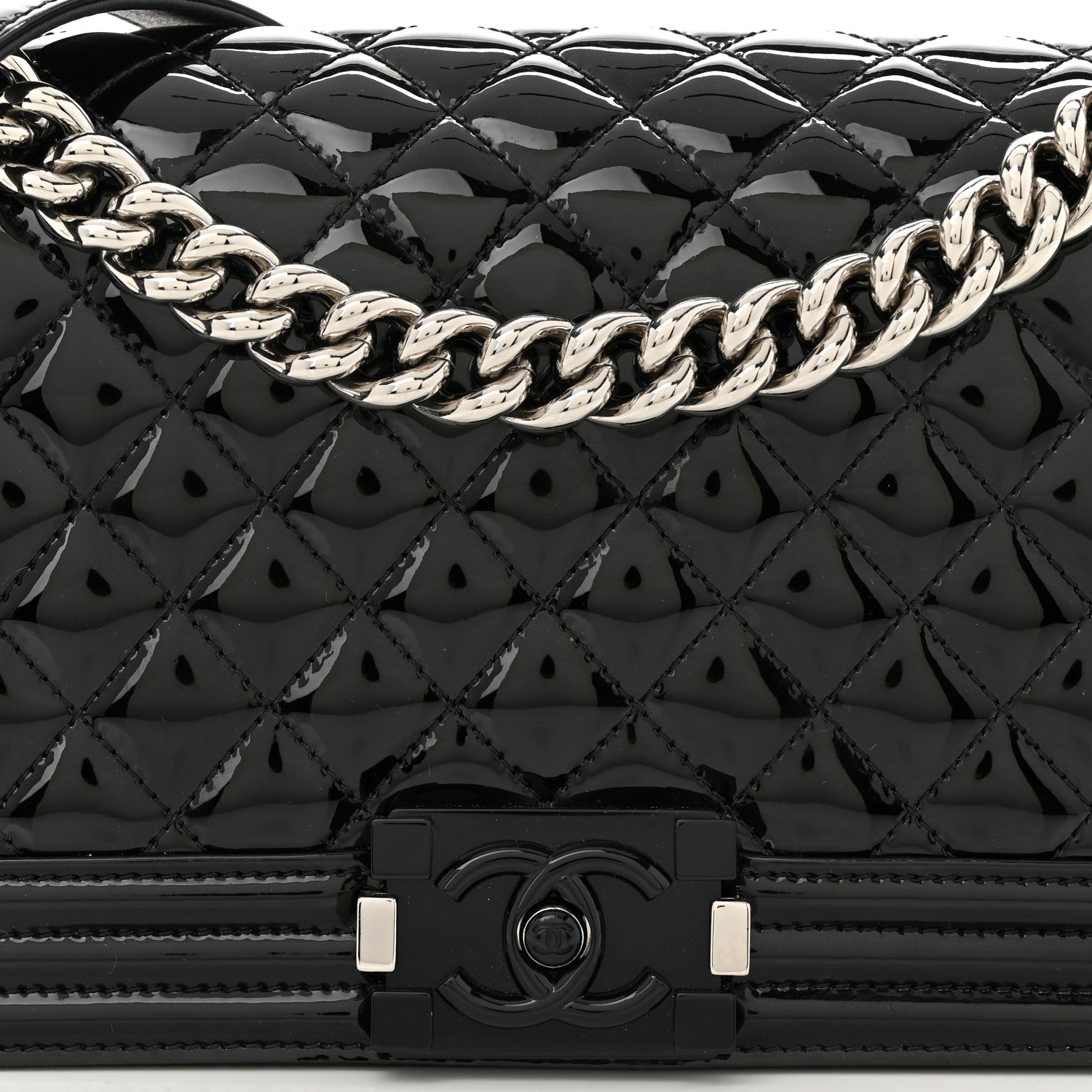 Chanel Patent Calfskin Quilted Medium Plexiglass Boy Flap Black 8 of 12