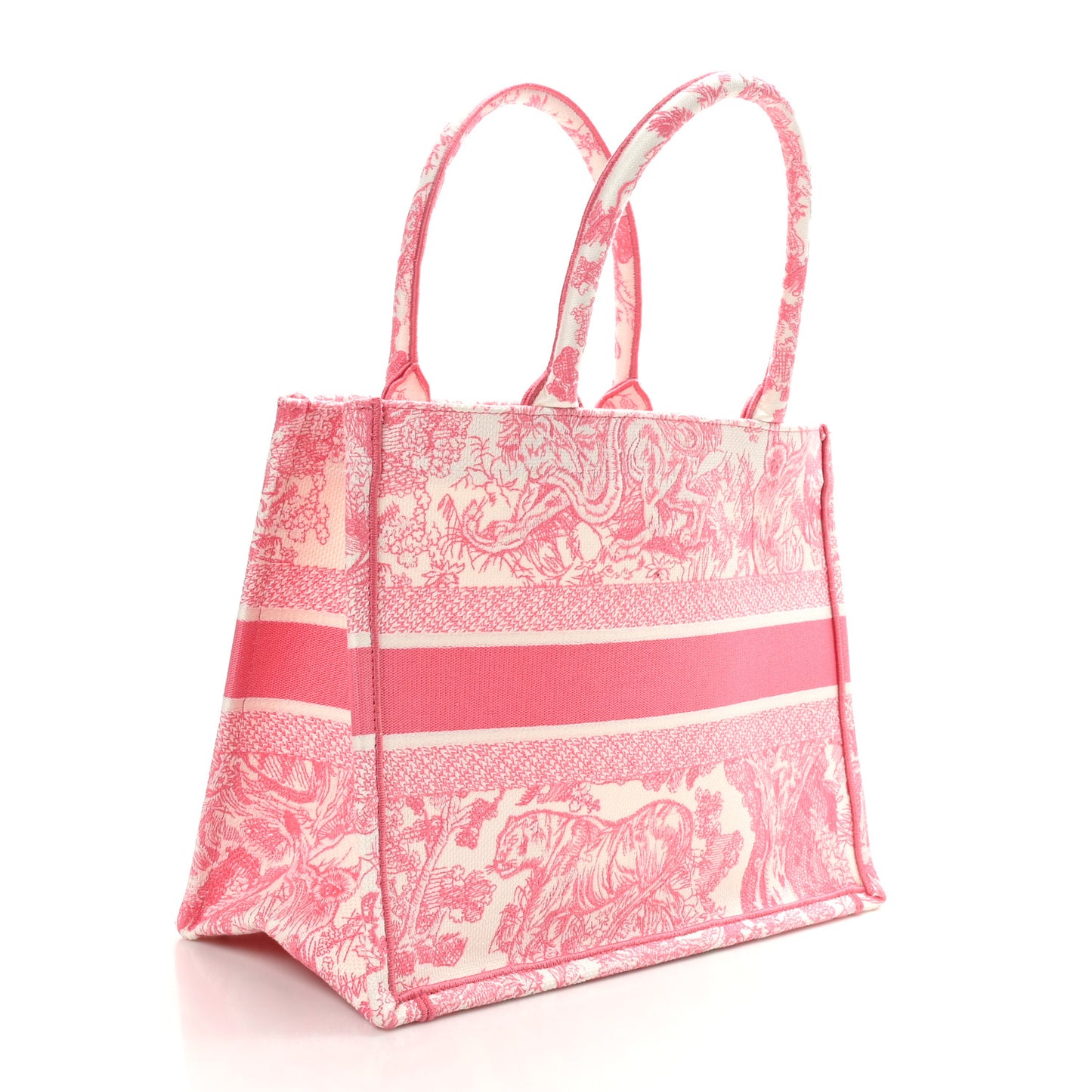 Canvas Embroidered Medium Dioriviera Toile De Jouy Book Tote Peony Pink