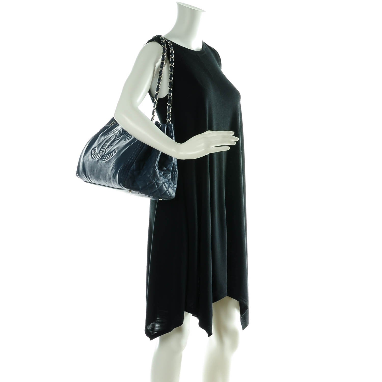 Chanel Calfskin Coco Bengal Open Accordion Tote Blue 2 of 10