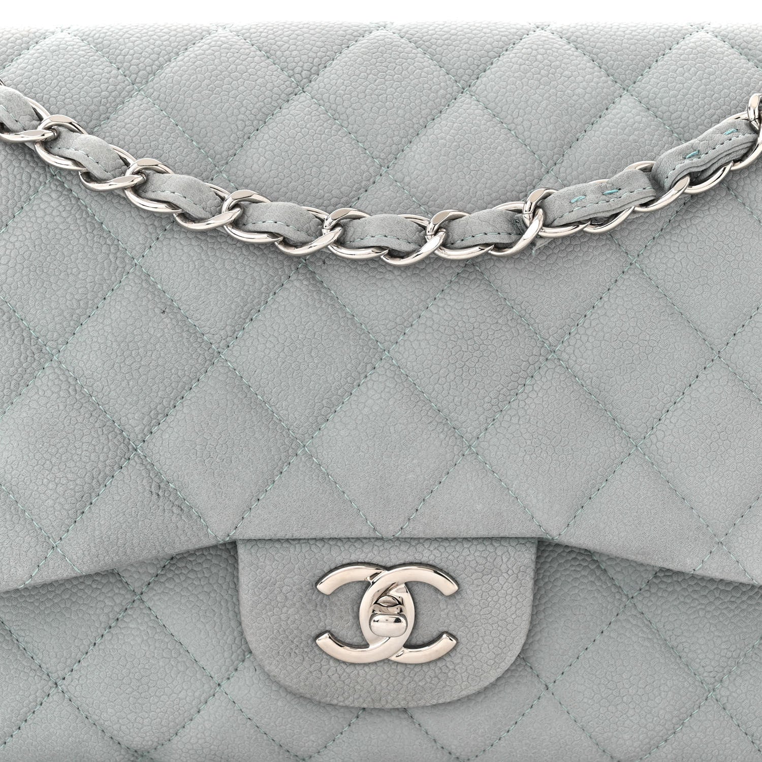 Chanel Iridescent Caviar Quilted Jumbo Double Flap Light Blue 8 of 12
