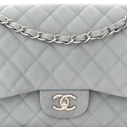Chanel Iridescent Caviar Quilted Jumbo Double Flap Light Blue 8 of 12