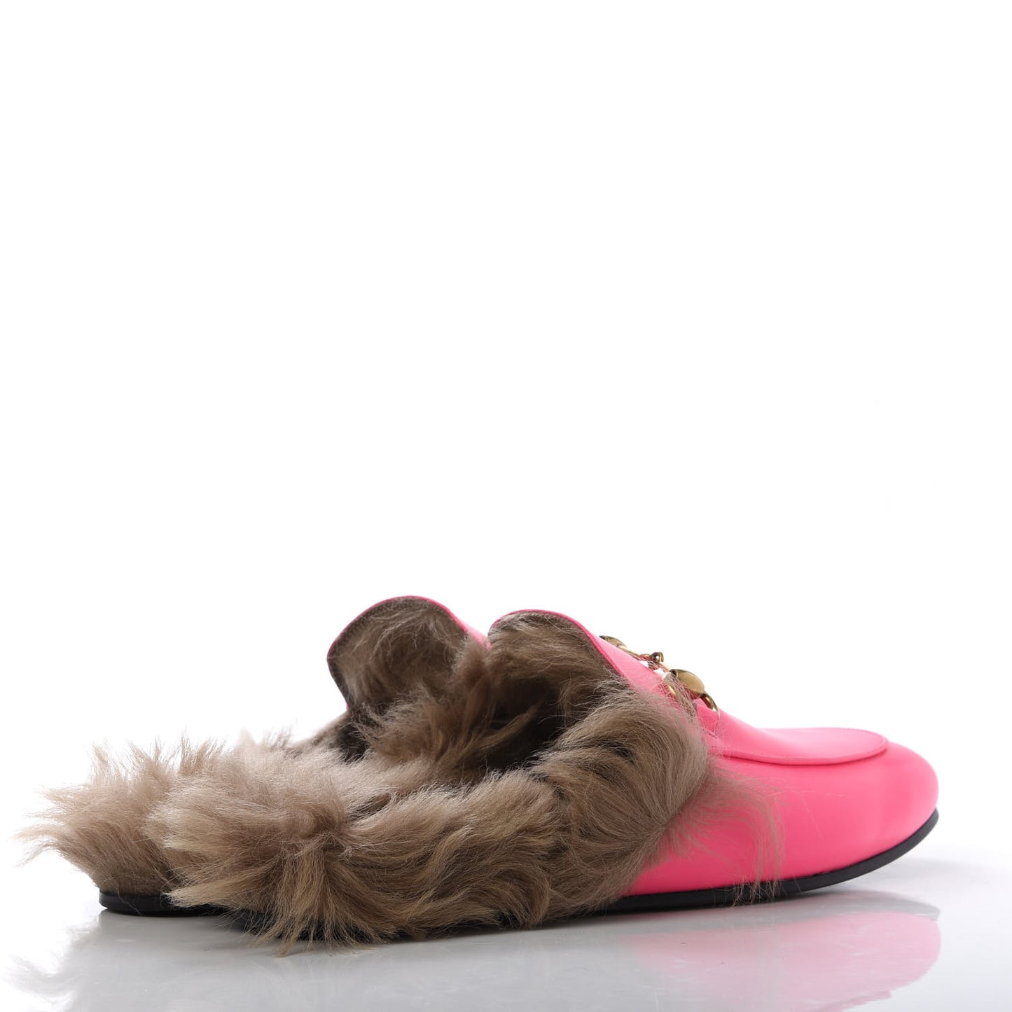 Calfskin Fur Mens Princetown Slippers 7 Fuxia Fluo Natural