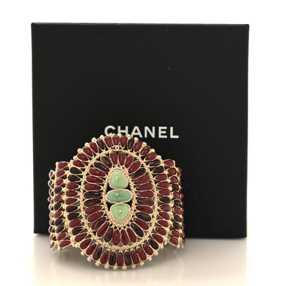 Chanel Resin Gripoix Pearl CC Cuff Maroon Multicolor 5 of 5