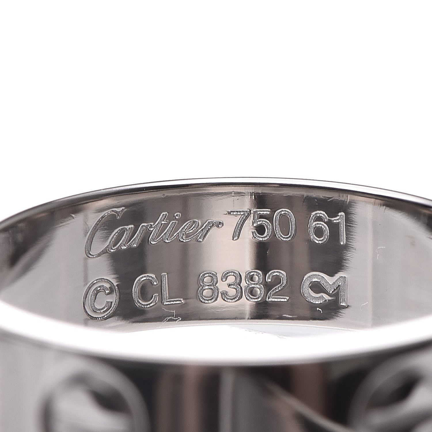 Cartier 18K White Gold 5.5mm LOVE Ring 61 9.5 4 of 5