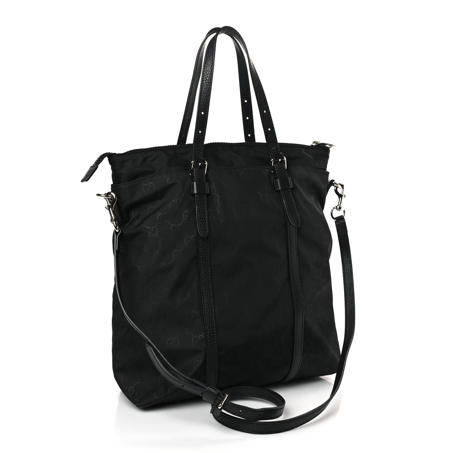 Nylon Monogram Medium Vertical Tote Black