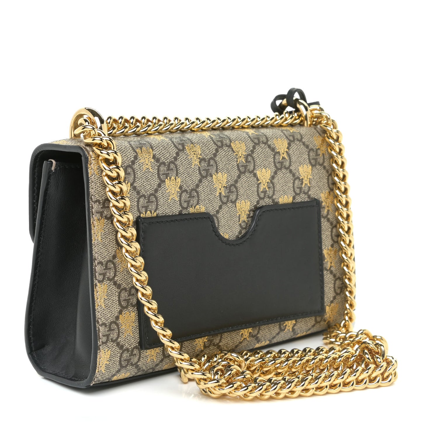 GG Supreme Monogram Bees Small Padlock Shoulder Bag Black