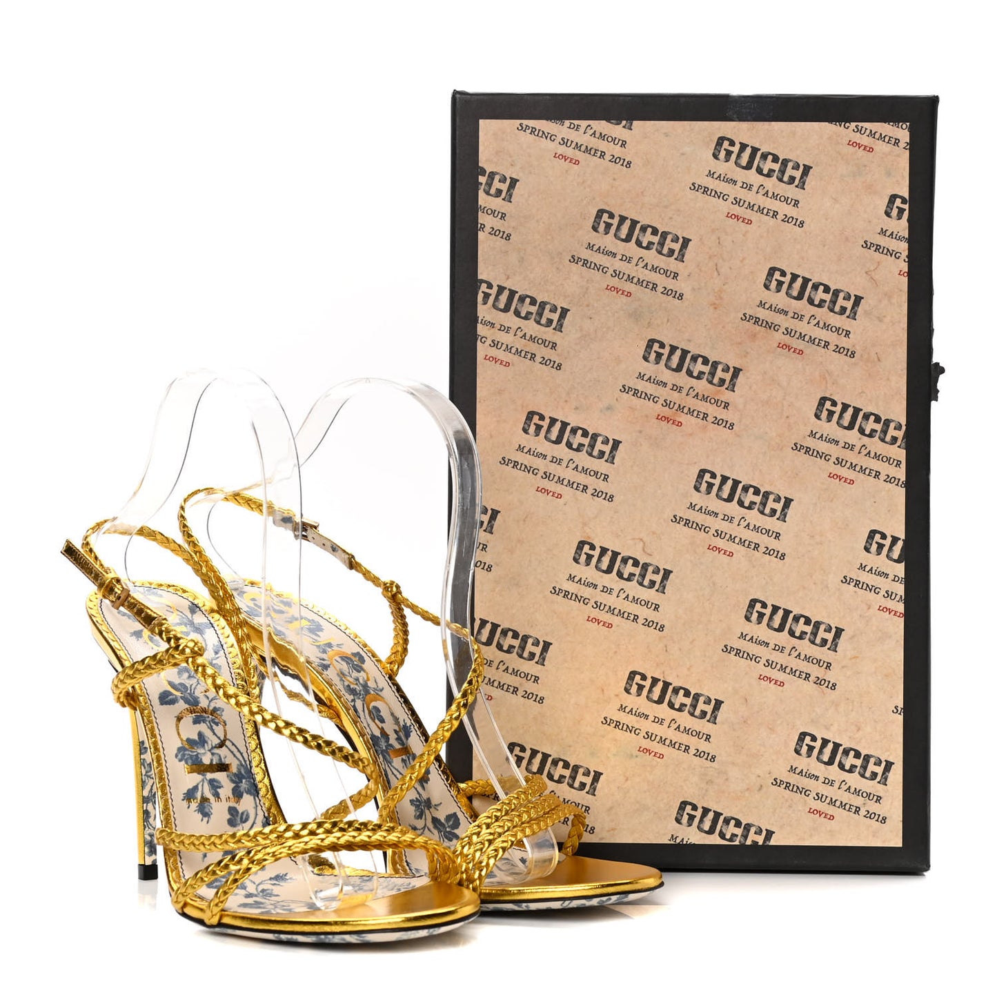 Metallic Nappa Braided Haines High Heel Sandals 39.5 Gold