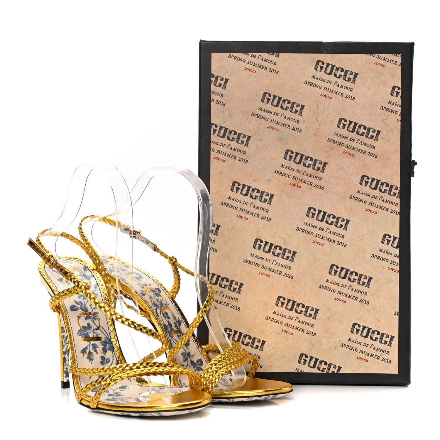 Gucci Metallic Nappa Braided Haines High Heel Sandals 39.5 Gold 9 of 9
