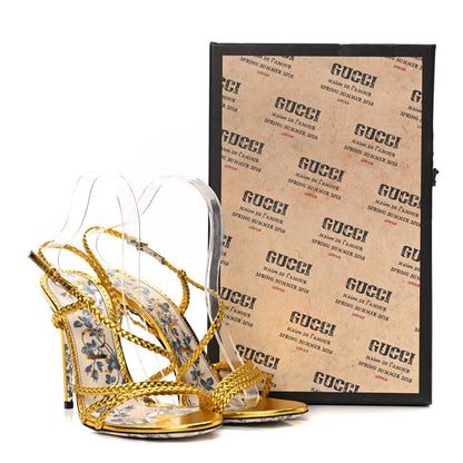 Gucci Metallic Nappa Braided Haines High Heel Sandals 39.5 Gold 9 of 9