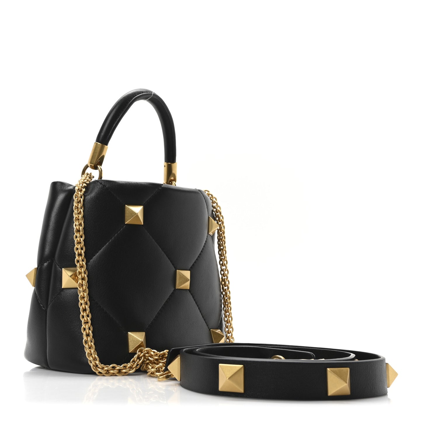 Nappa Small Roman Stud The Handle Bag Black
