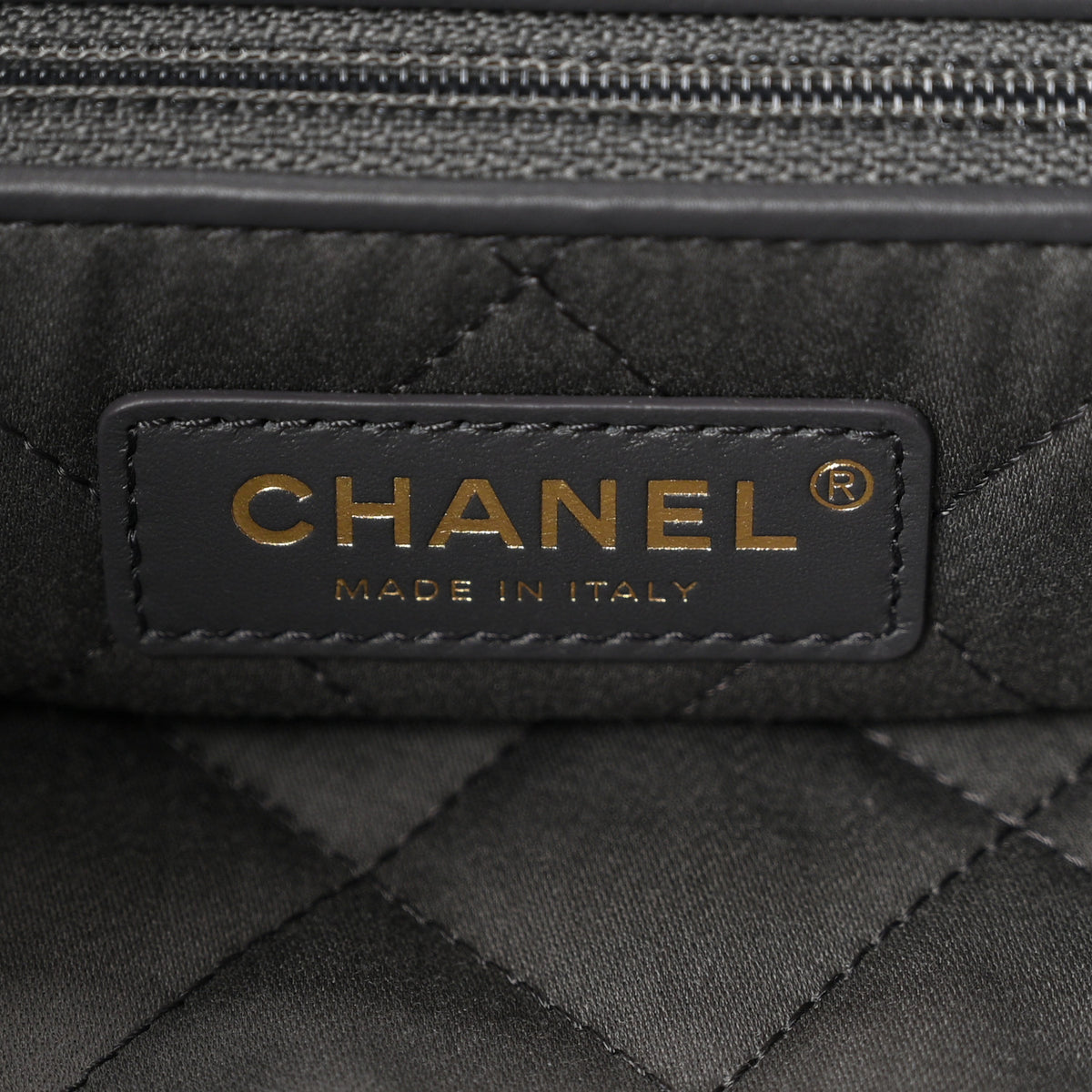 Shiny Calfskin Quilted Chanel 22 Dark Grey