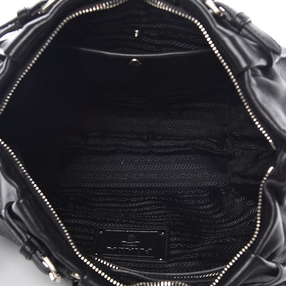 Prada Soft Calf Pleated Hobo Black 5 of 7