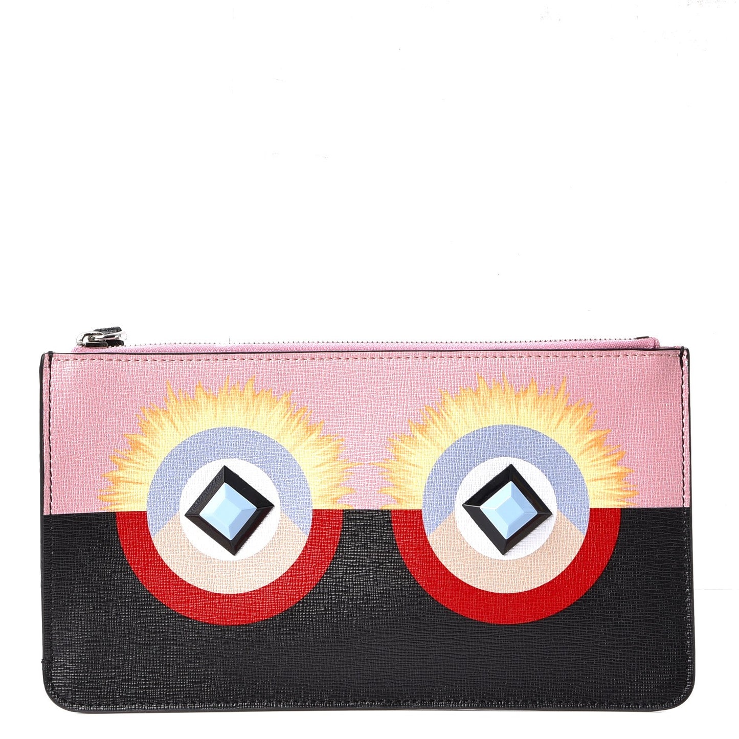 Vitello Elite Century Hypnoteyes Studded Zip Pouch Bubblegum Multicolor