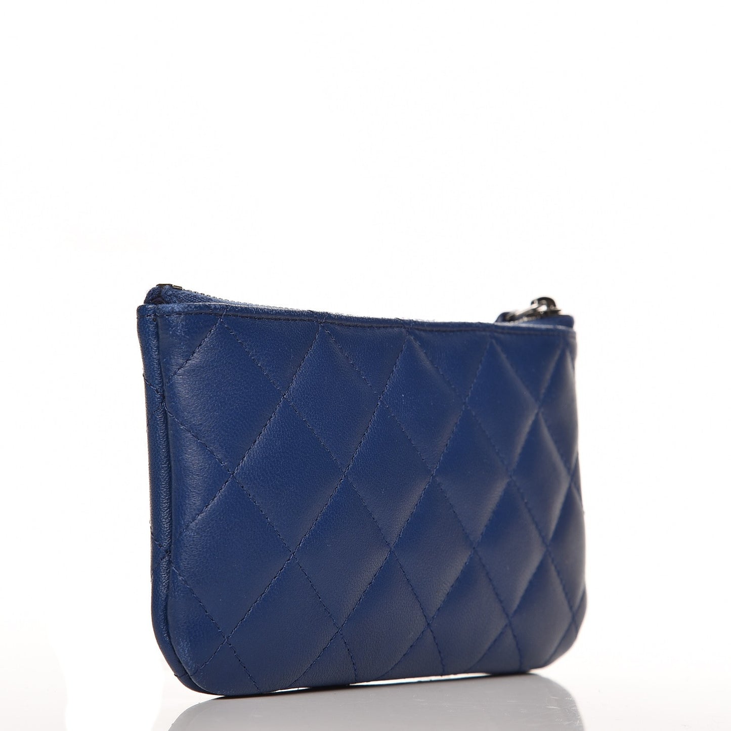 Lambskin Quilted Coin Purse Case Navy