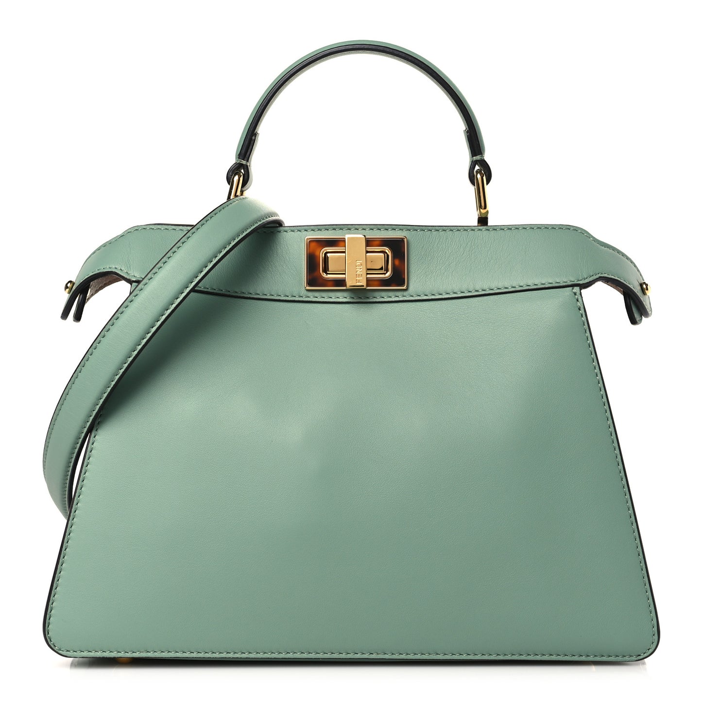Vitello Seta Shiny Nappa Plexiglass Small Peekaboo I SEE U Satchel Menta Light Rose